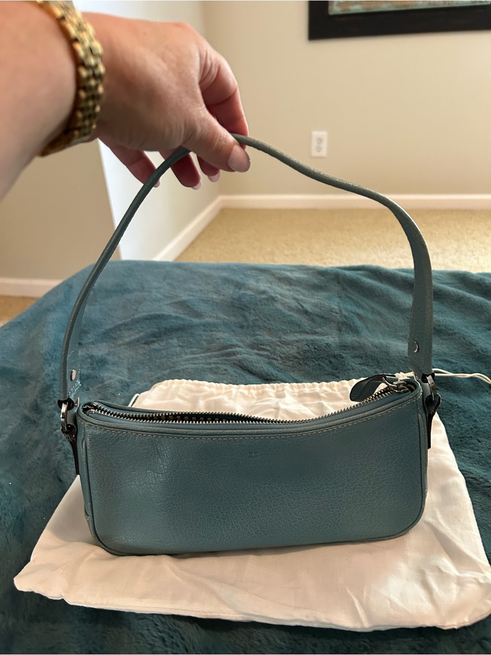 kate spade teal leather shoulder bag - Picture 2 of 8